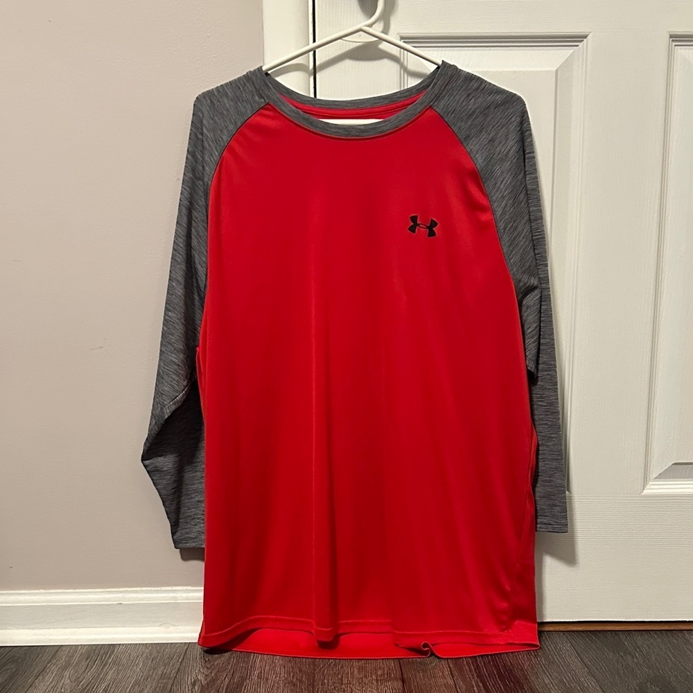Under Armour Red and Gray Raglan Shirt